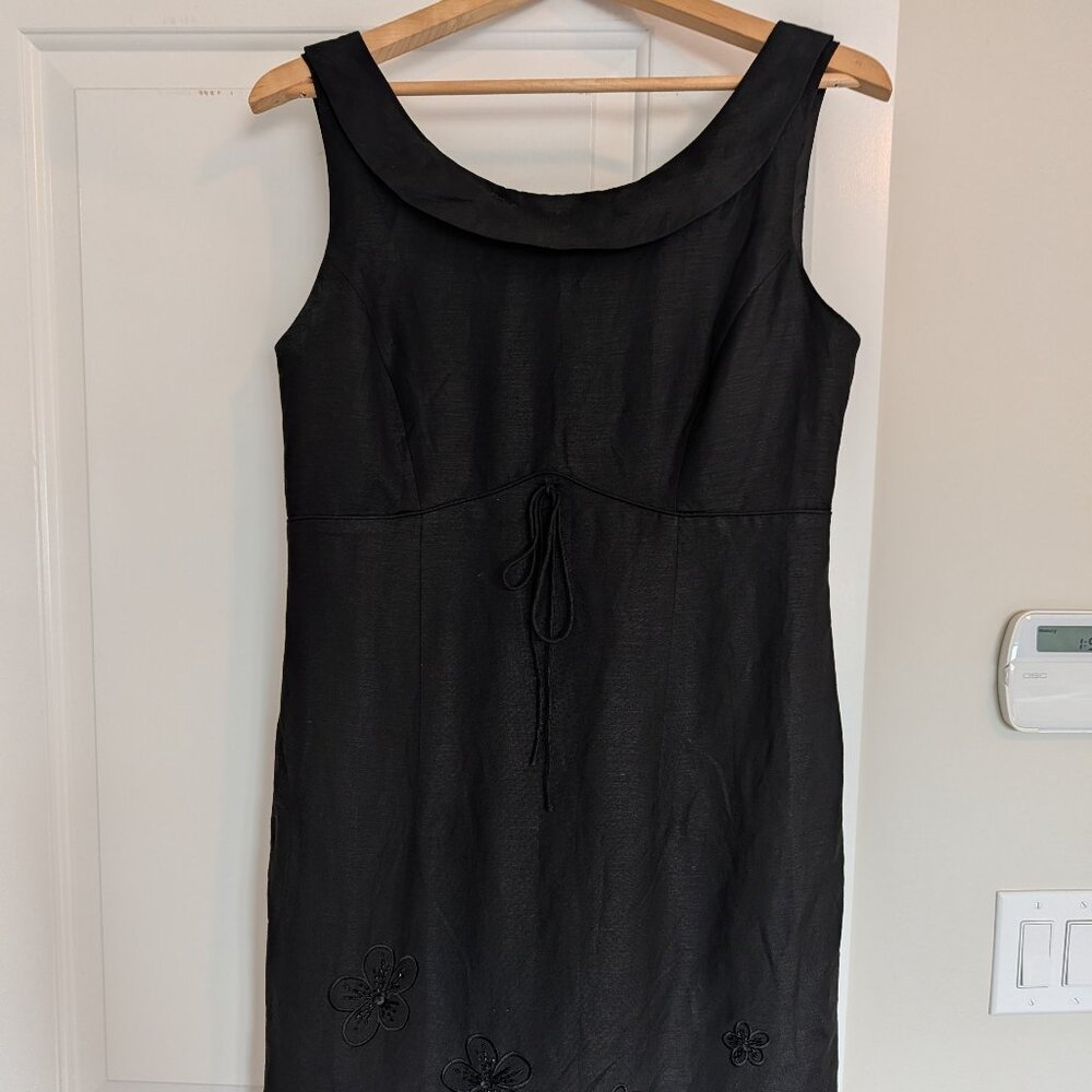 Jessica Howard Linen Rayon Size 12 black sequence dress cruise wear